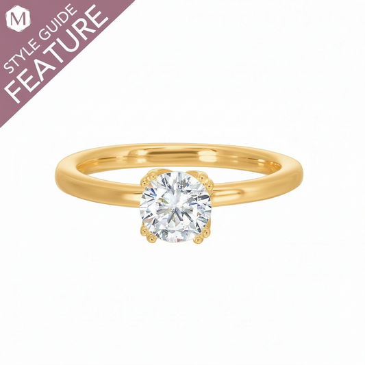 14K yellow gold diamond engagement ring.