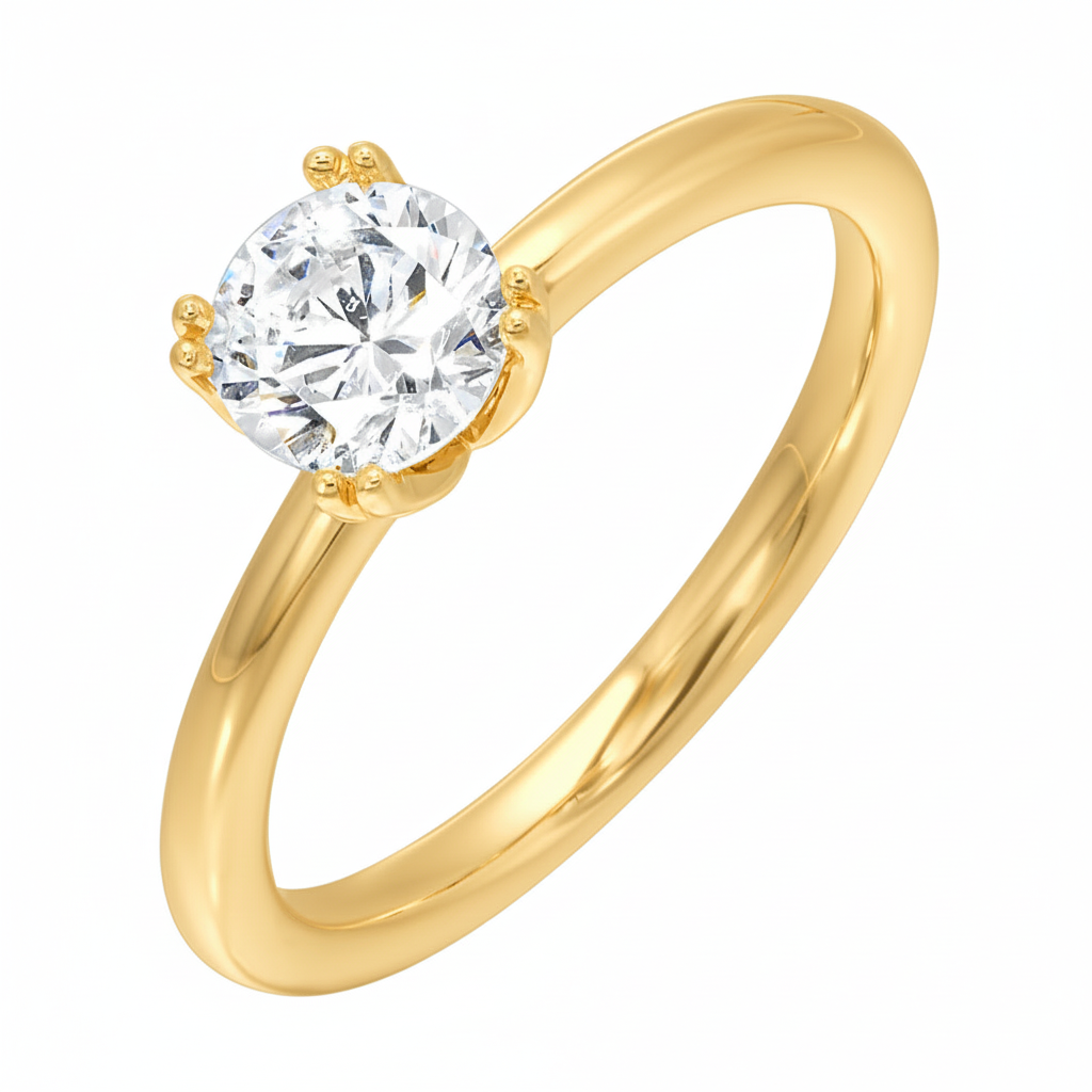 14K yellow gold ring with diamond setting.