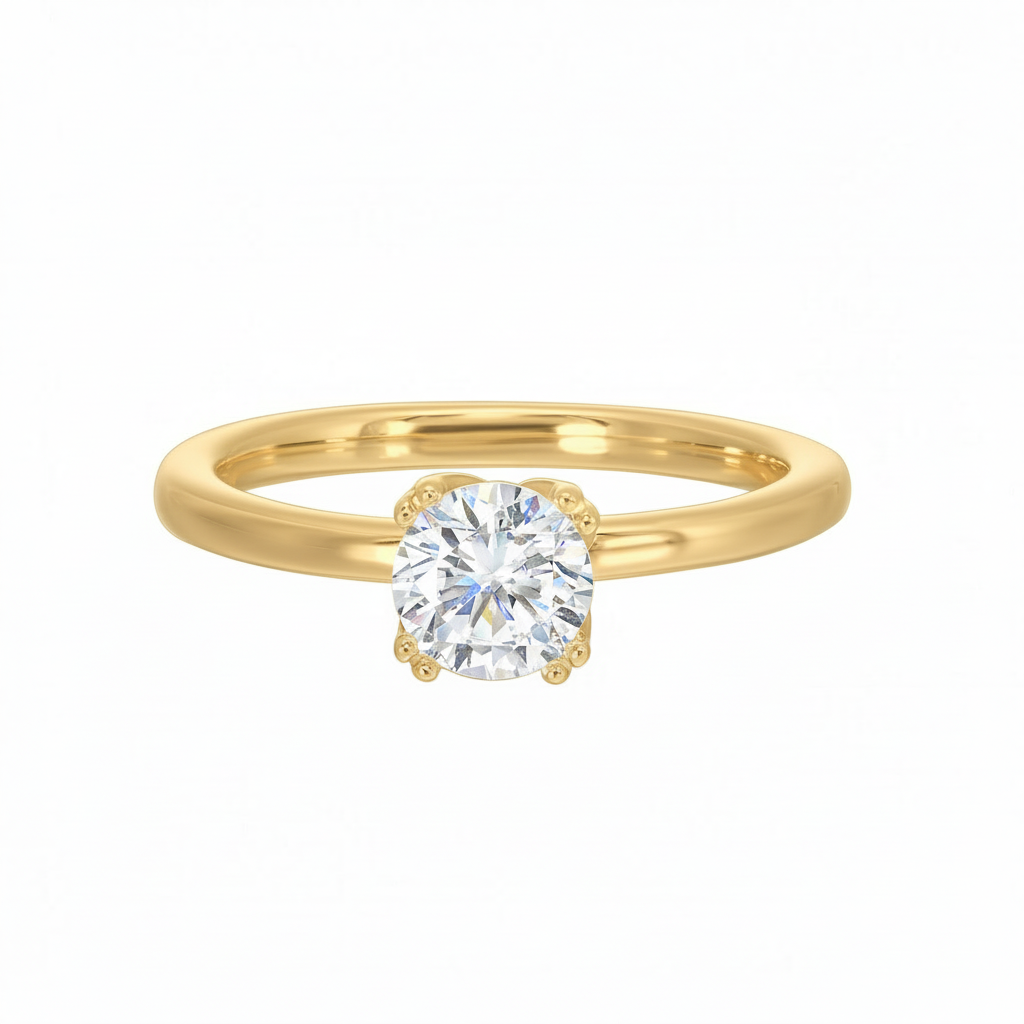14K yellow gold ring with diamond setting.