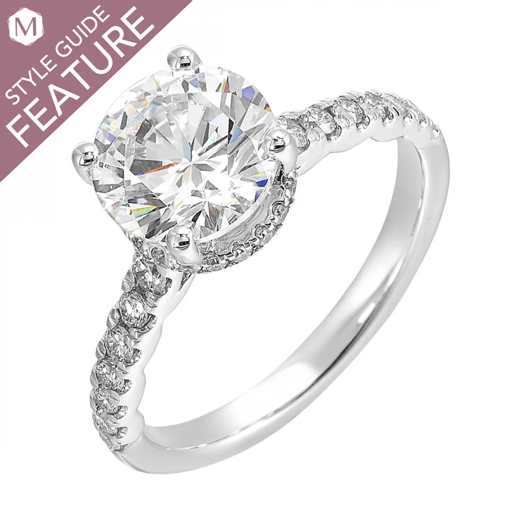 14K white gold ring with round diamonds.