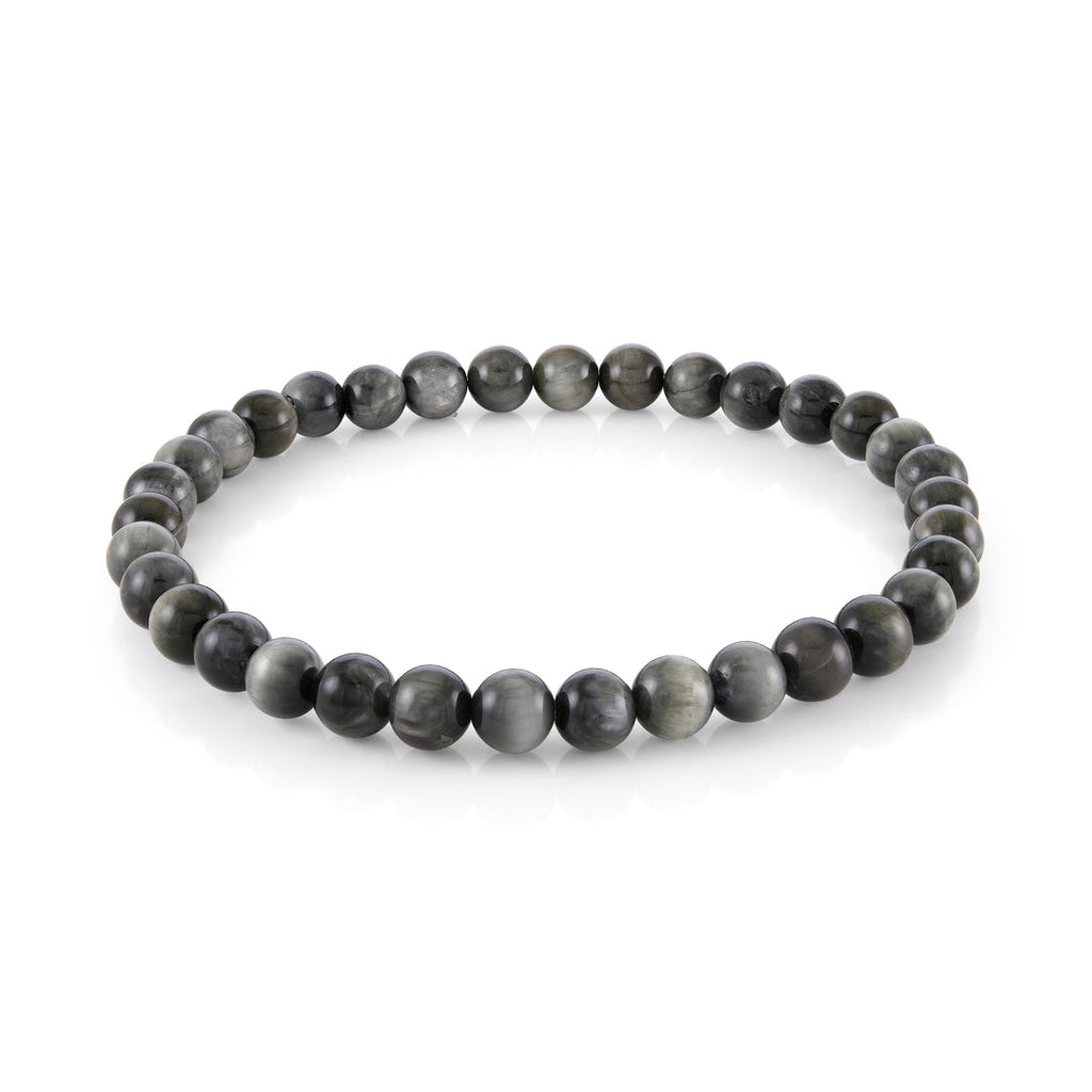 Grey tiger eye gemstone bracelet, elastic band.