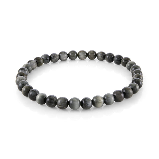 Grey tiger eye gemstone bracelet, elastic band.
