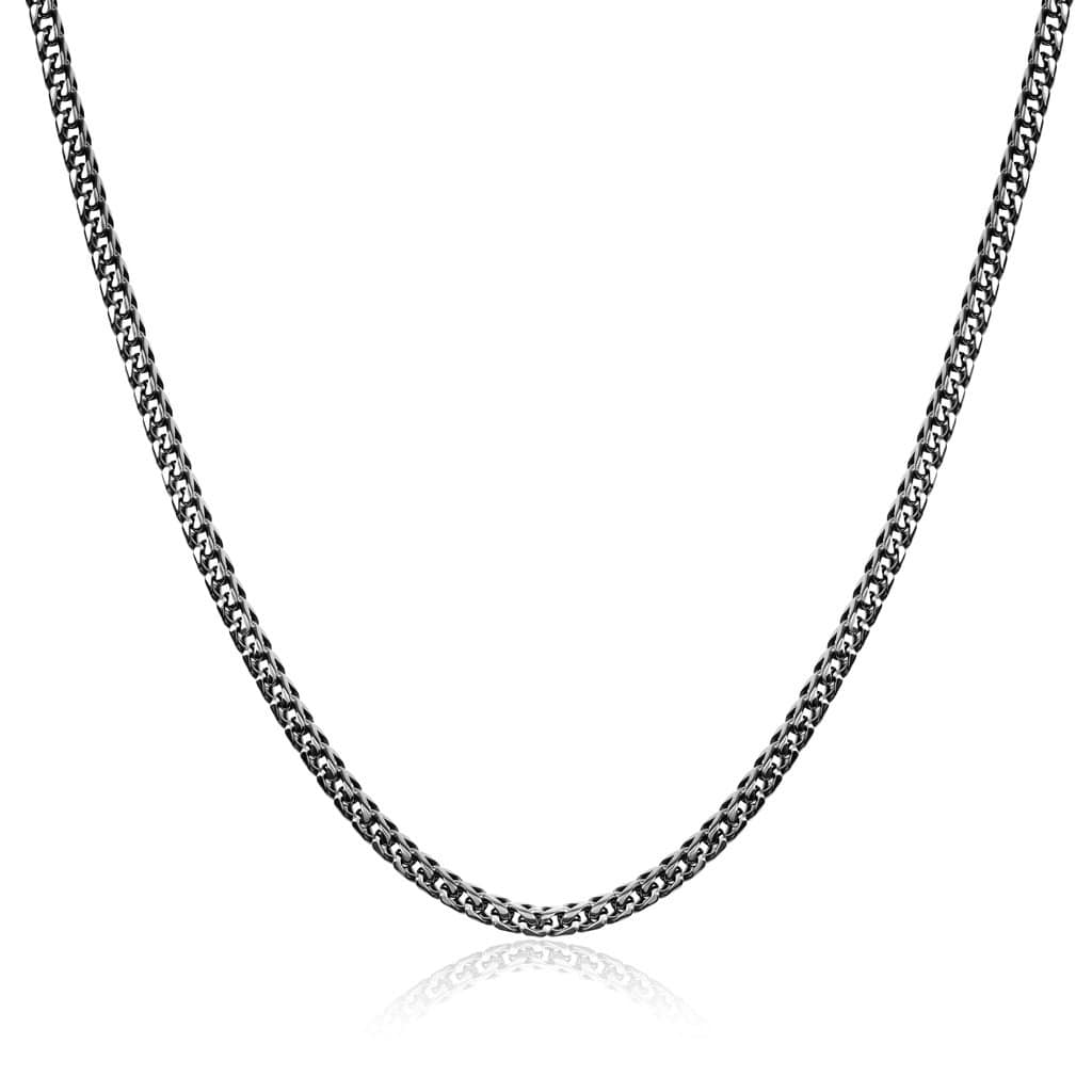 White metal round Franco chain necklace.