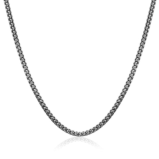 White metal round Franco chain necklace.