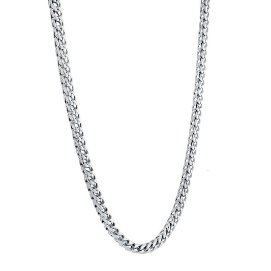 White metal round Franco chain necklace.