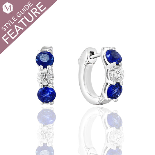 White gold hoop earrings with sapphires.