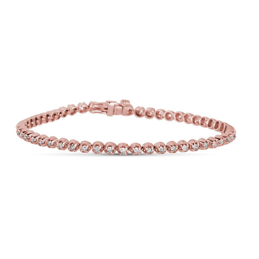 Rose gold diamond tennis bracelet.