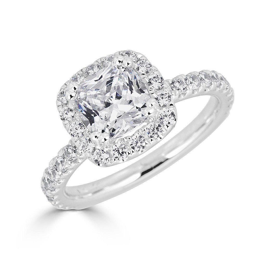 Halo design white gold diamond ring