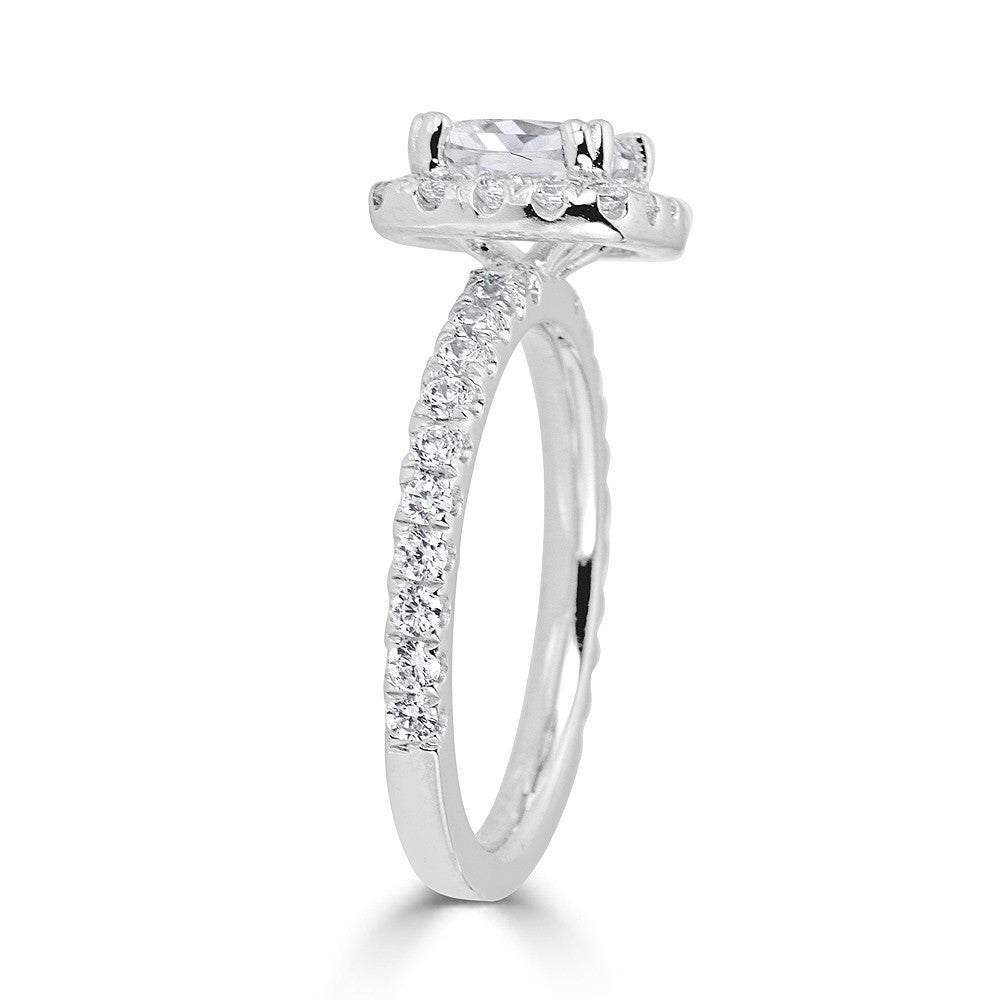 Halo design white gold diamond ring.