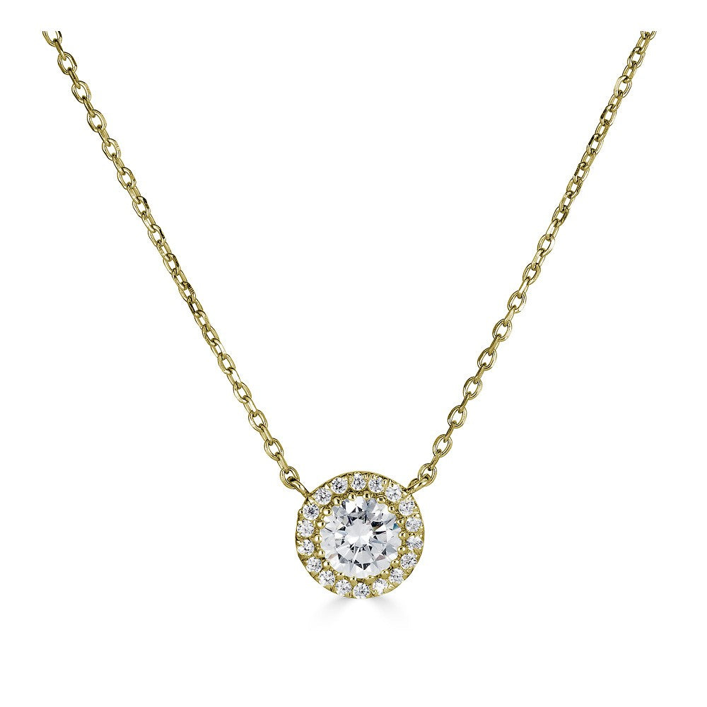 Diamond pendant necklace in yellow gold.
