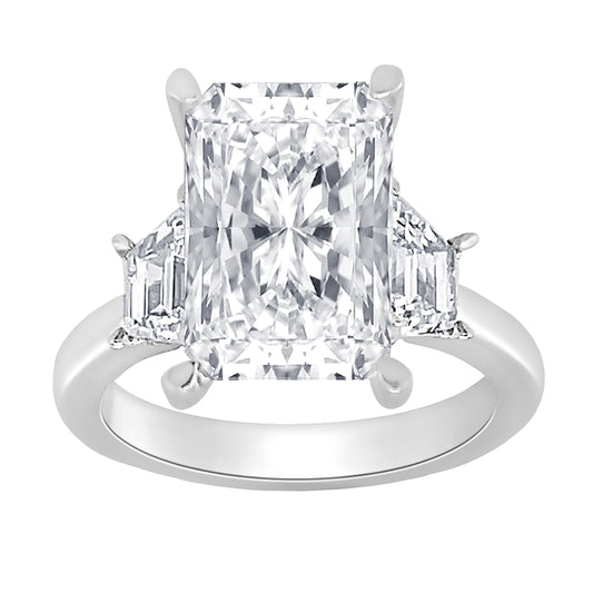 ReMARKable Designs Three Stone Complete Engagement Ring in 14 Karat White Gold with 4.01ctw of Round Lab-Grown Diamonds, Clarity: VS1, Color: G