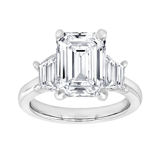 ReMARKable Designs Three Stone Complete Engagement Ring in 18 Karat White Gold with 3.01ctw of Round Lab-Grown Diamonds, Clarity: VS2, Color: G