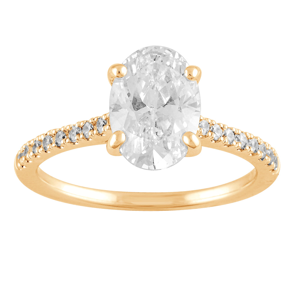 Hidden Accent Side Stone Lab-Grown Diamond Complete Engagement Ring in 14 Karat Yellow with 36 Round Lab Grown Diamonds, totaling 0.27ctw (Yellow Gold)