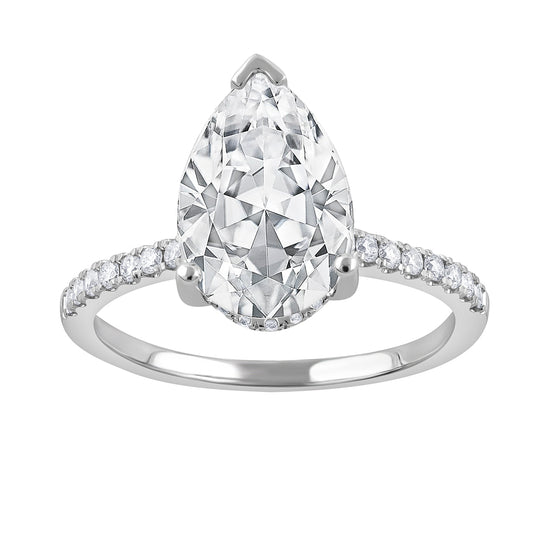 ReMARKable Designs Hidden Accent Complete Engagement Ring in 14 Karat White with 3.03ctw of Round Lab-Grown Diamonds, Clarity: VS1, Color: F