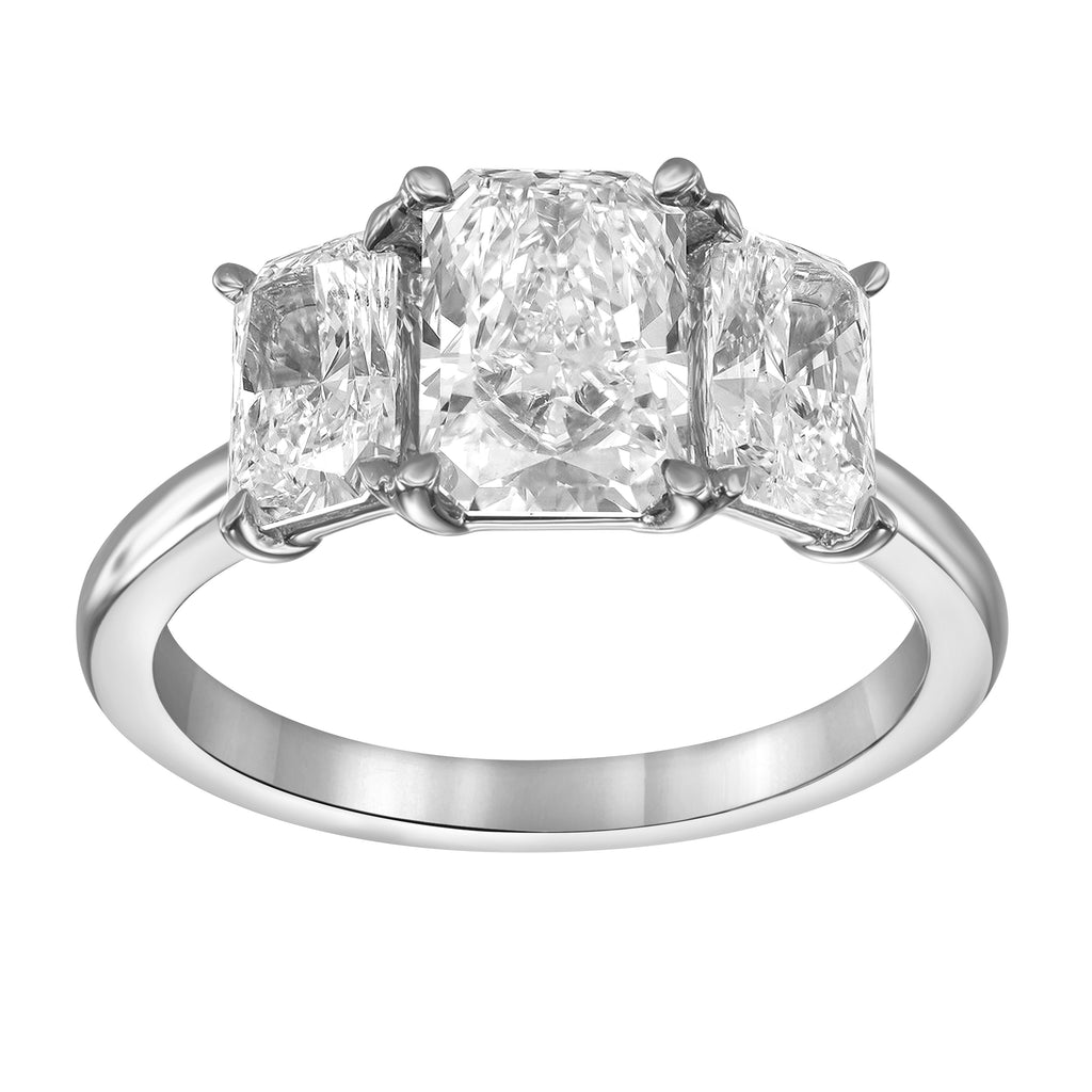 ReMARKable Designs Three Stone Complete Engagement Ring in 14 Karat White Gold with 1.67ctw of Round Lab-Grown Diamonds, Clarity: VS2, Color: F