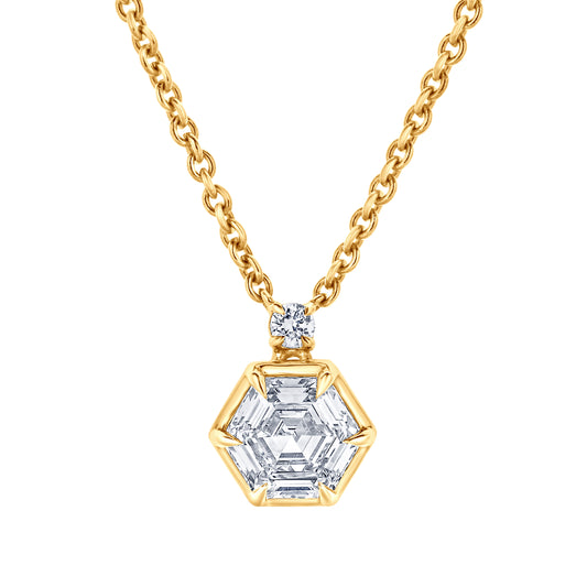 ReMARKable Designs Pendant Necklace in 14 Karat Yellow Gold with 1.00ctw of Round Lab-Grown Diamond