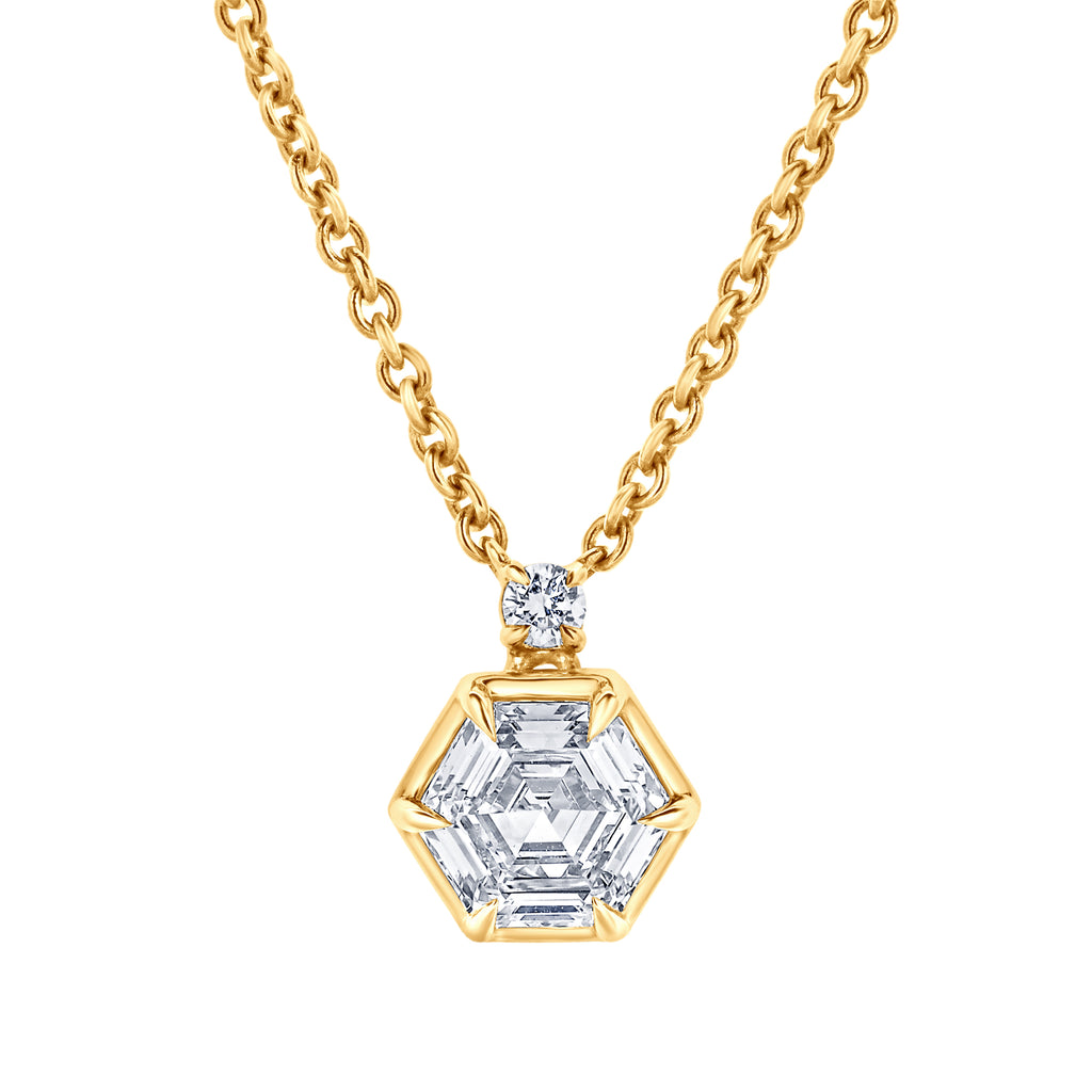 ReMARKable Designs Pendant Necklace in 14 Karat Yellow Gold with 1.00ctw of Round Lab-Grown Diamond