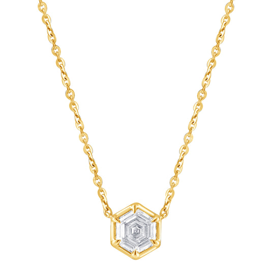 ReMARKable Designs Pendant Necklace in 14 Karat Yellow Gold with 1.00ctw of Round Lab-Grown Diamond