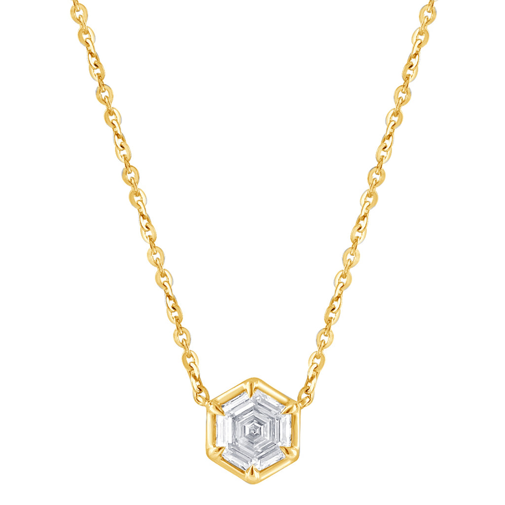 ReMARKable Designs Pendant Necklace in 14 Karat Yellow Gold with 1.00ctw of Round Lab-Grown Diamond