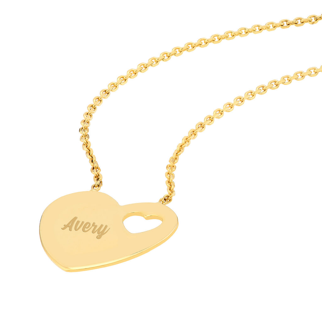 14K yellow gold heart pendant necklace.