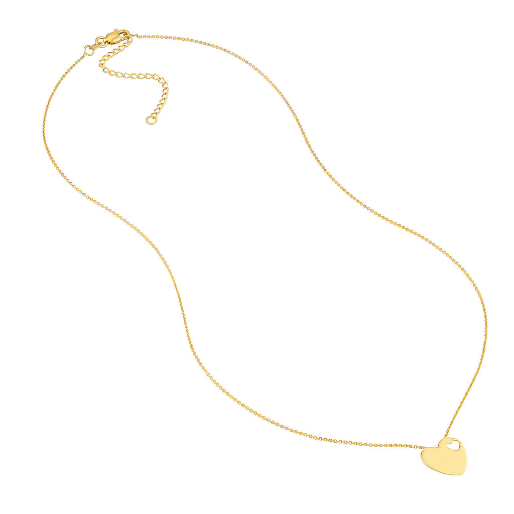 Heart-shaped 14K yellow gold necklace.