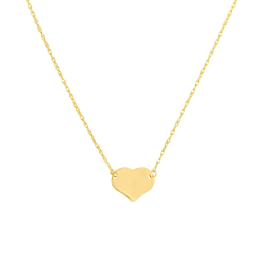14K gold heart-shaped necklace.