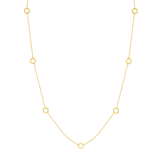 14K yellow gold station necklace, diamond-cut design.