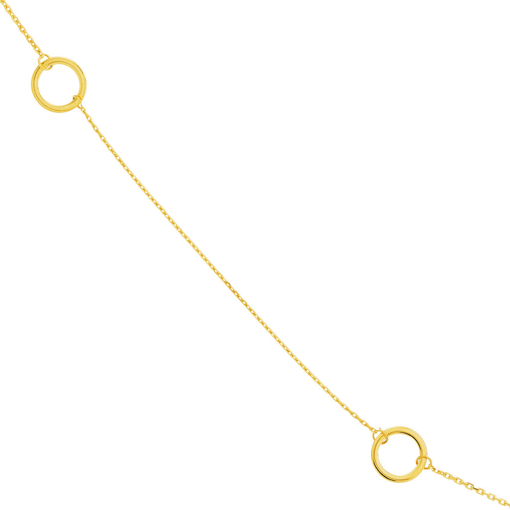 14K yellow gold necklace, circular station accents.