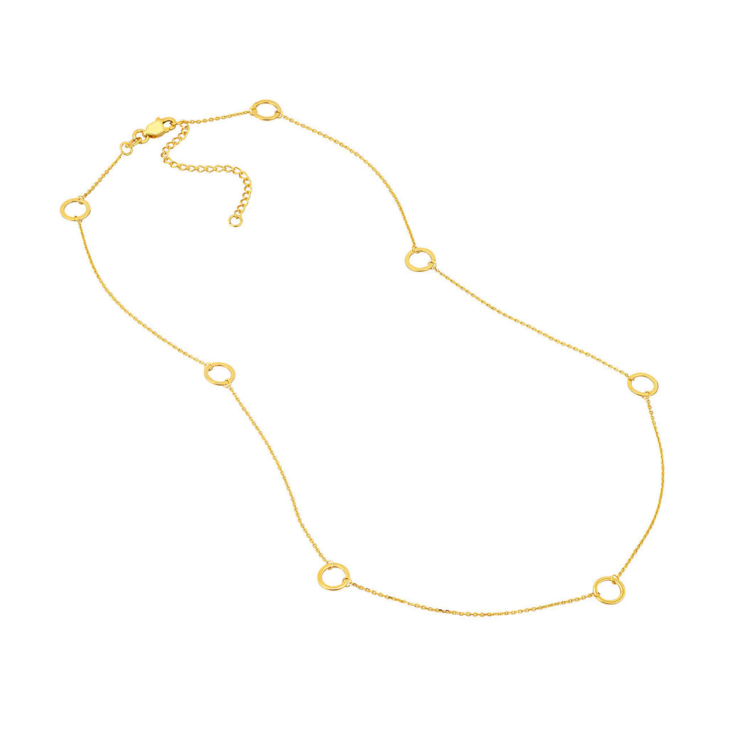 14K yellow gold station necklace.