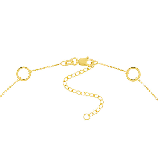 14K yellow gold station necklace, lobster clasp.