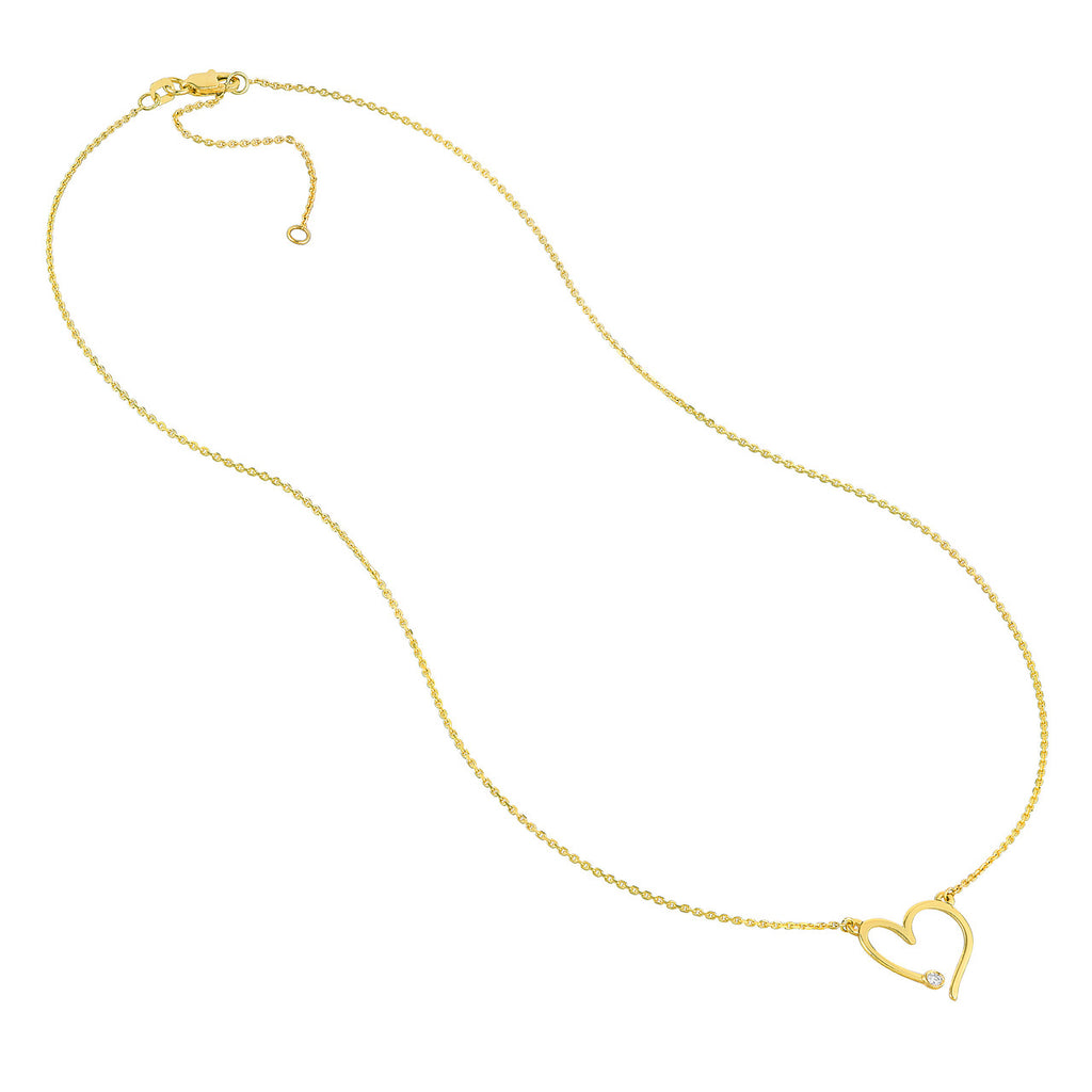 Heart-shaped yellow gold necklace with diamond.