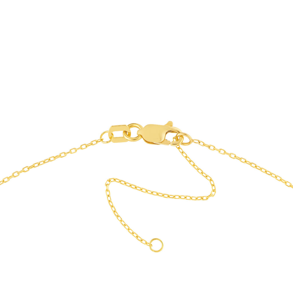14K yellow gold necklace clasp detail.