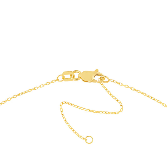 14K yellow gold necklace clasp detail.