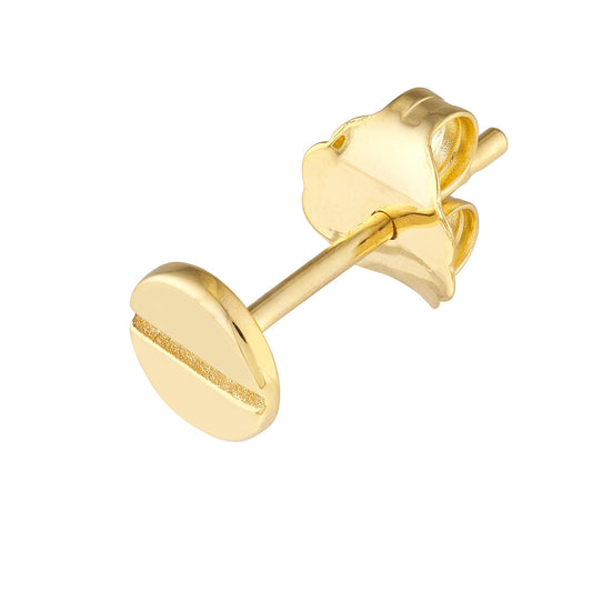 14K yellow gold stud earrings, polished finish.