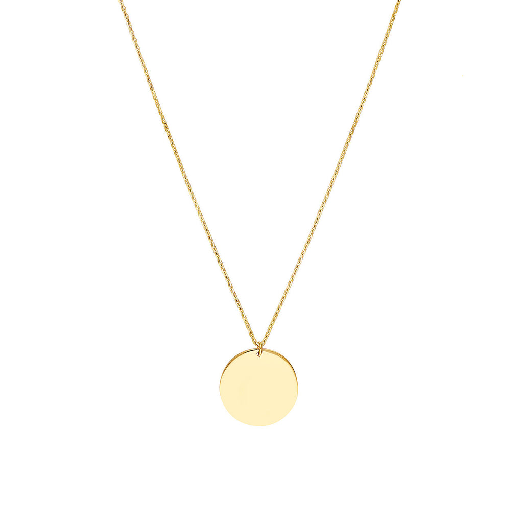 14K Yellow Gold Circle Pendant Necklace