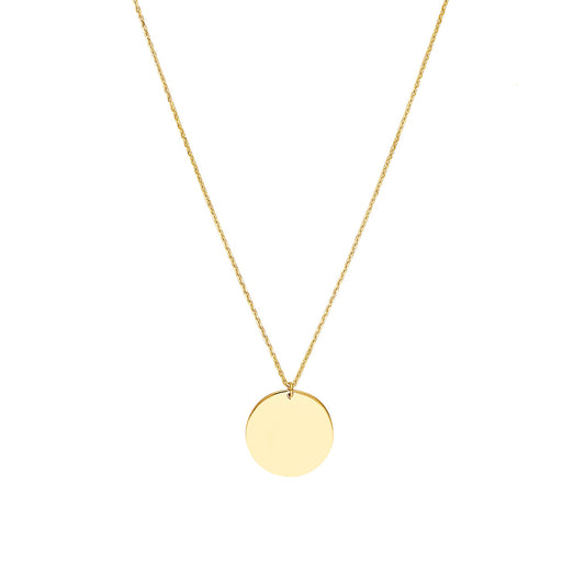 14K Yellow Gold Circle Pendant Necklace