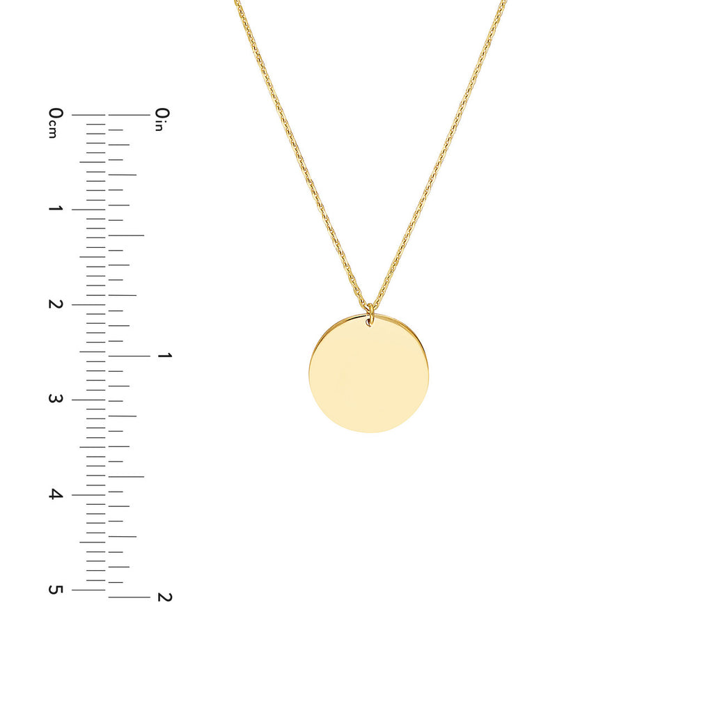 14K Yellow Gold Circle Pendant Necklace