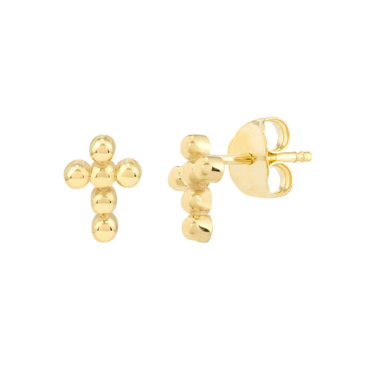 Gold bead cluster stud earrings.