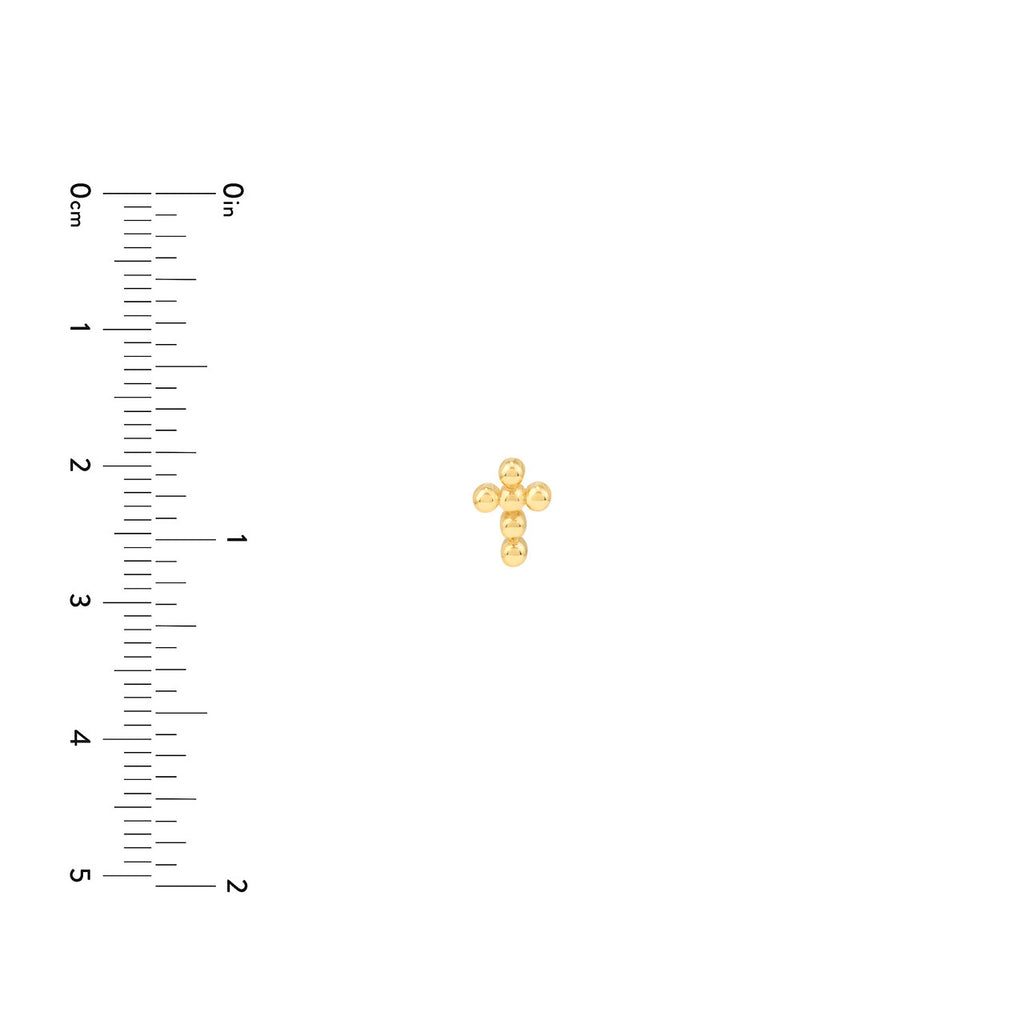 Gold cross-shaped stud earrings.