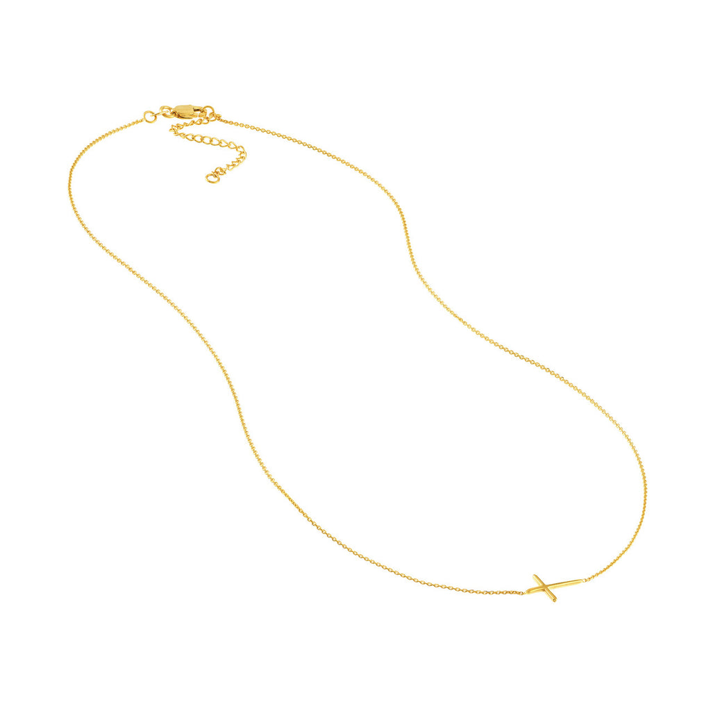 14K Yellow Gold Cross Necklace