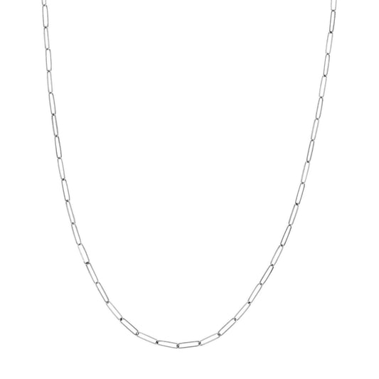 14K white gold paperclip chain necklace.