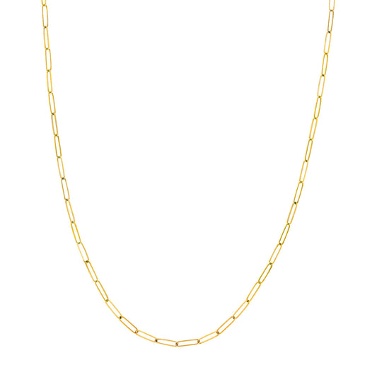 14K yellow gold paperclip chain necklace.
