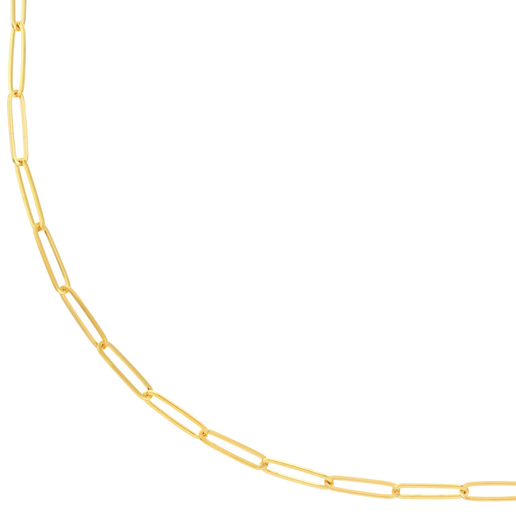 14K yellow gold paperclip chain necklace.