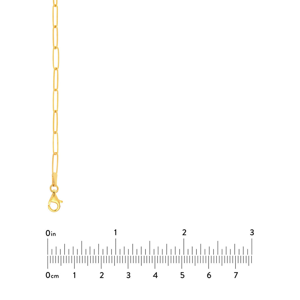 14K yellow gold paperclip chain, lobster clasp.
