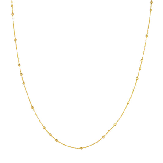 14K yellow gold station necklace, cable link.