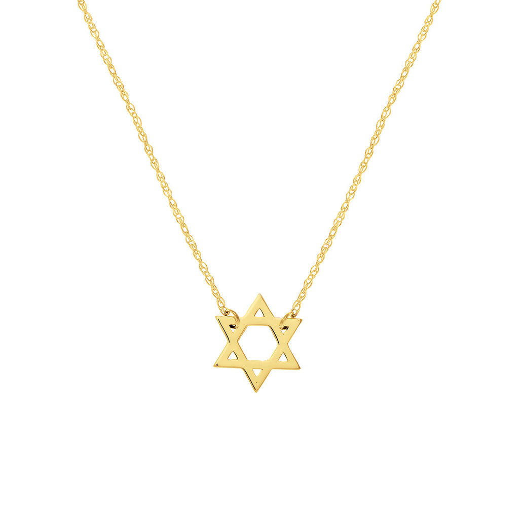 14K Yellow Gold Star of David Necklace