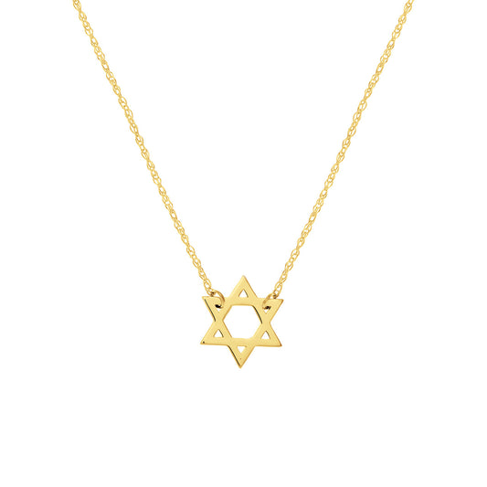 14K Yellow Gold Star of David Necklace