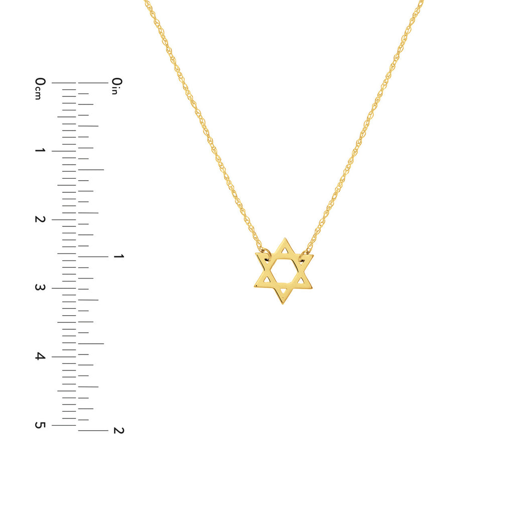 14K Yellow Gold Star of David Necklace