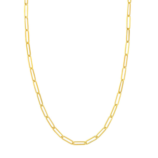 14K yellow gold paperclip chain necklace.
