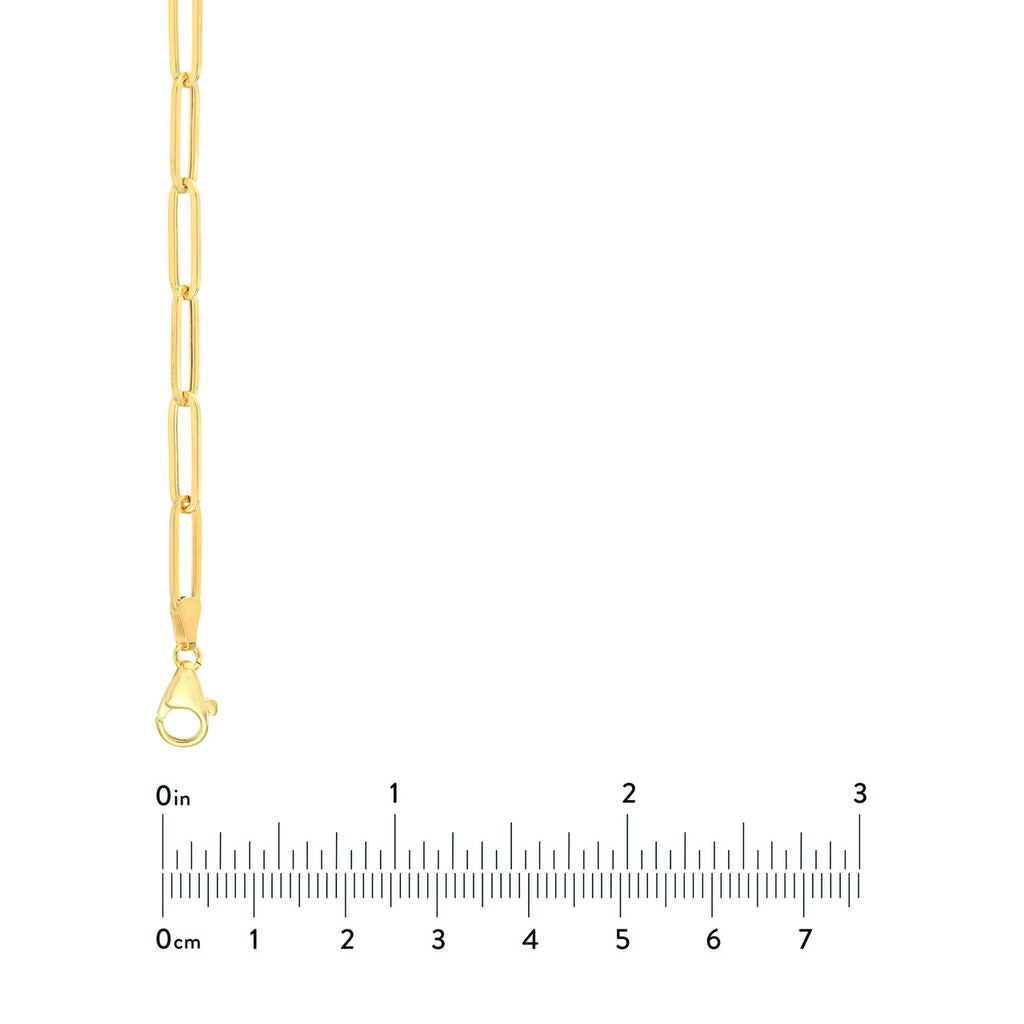 14K yellow gold paperclip chain, lobster clasp.